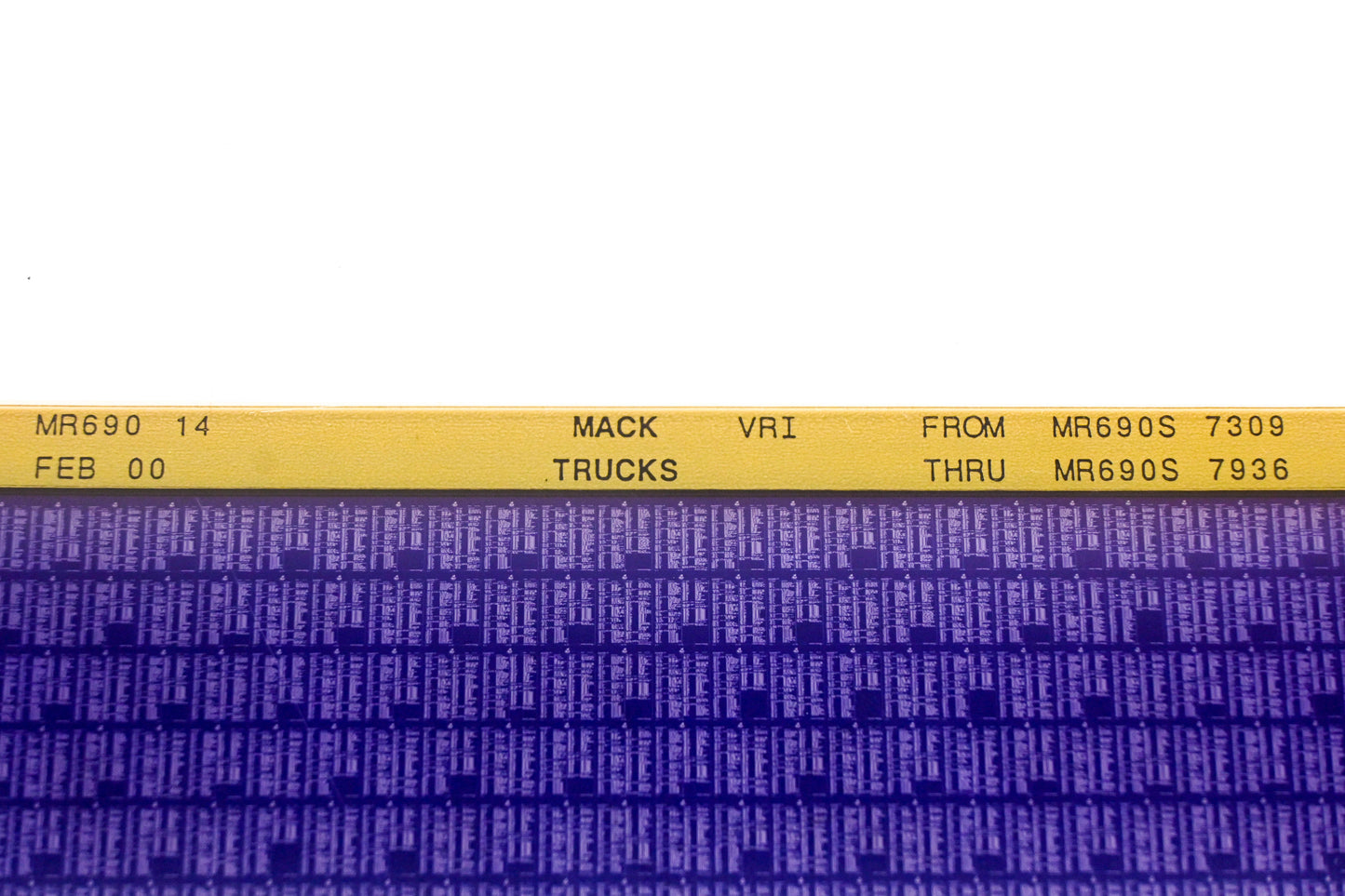 Mack MR690 14 MR690S7309 - MR690S7936 VRI Microfiche NOS