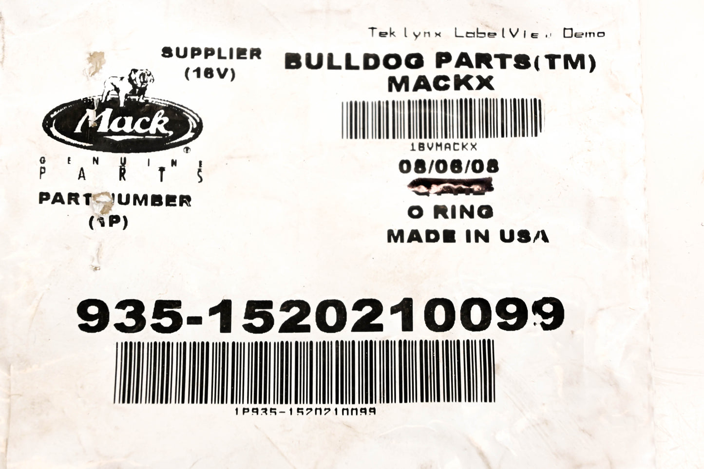 Mack 935-1520210099 O-Ring NOS