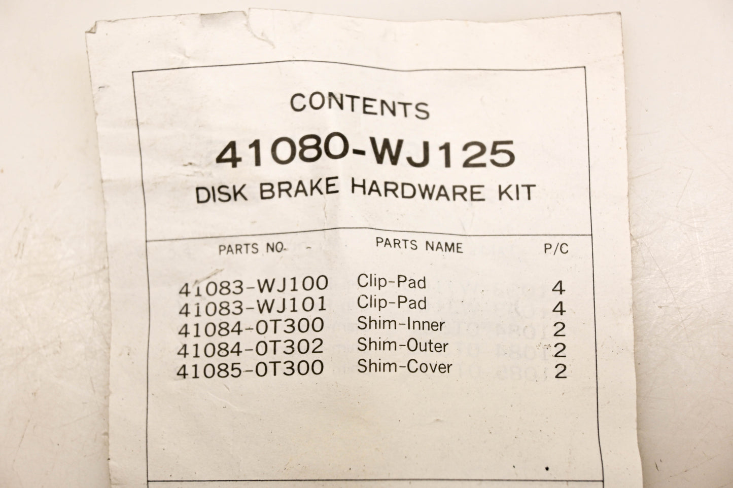 Nissan 41080-WJ125 Brake Hardware NOS