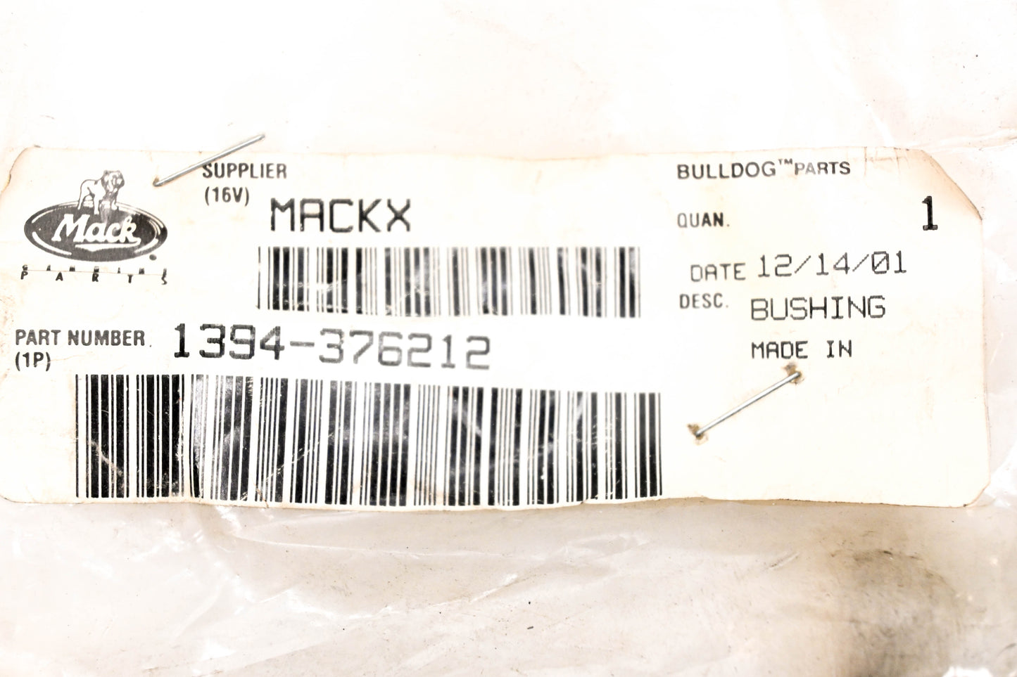 Mack 1394-376212, 10QK253M Bushing NOS