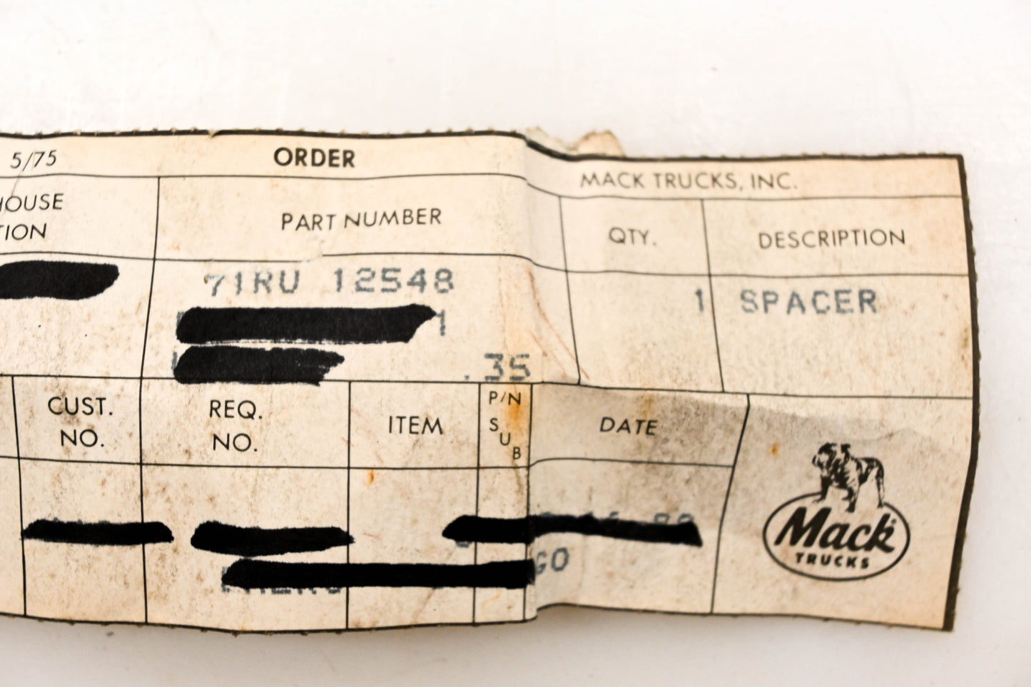 Mack 71RU12548 Spacer NOS