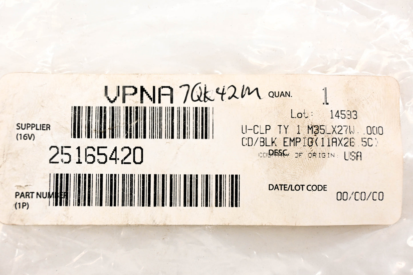Mack 25165420 U-Clip NOS