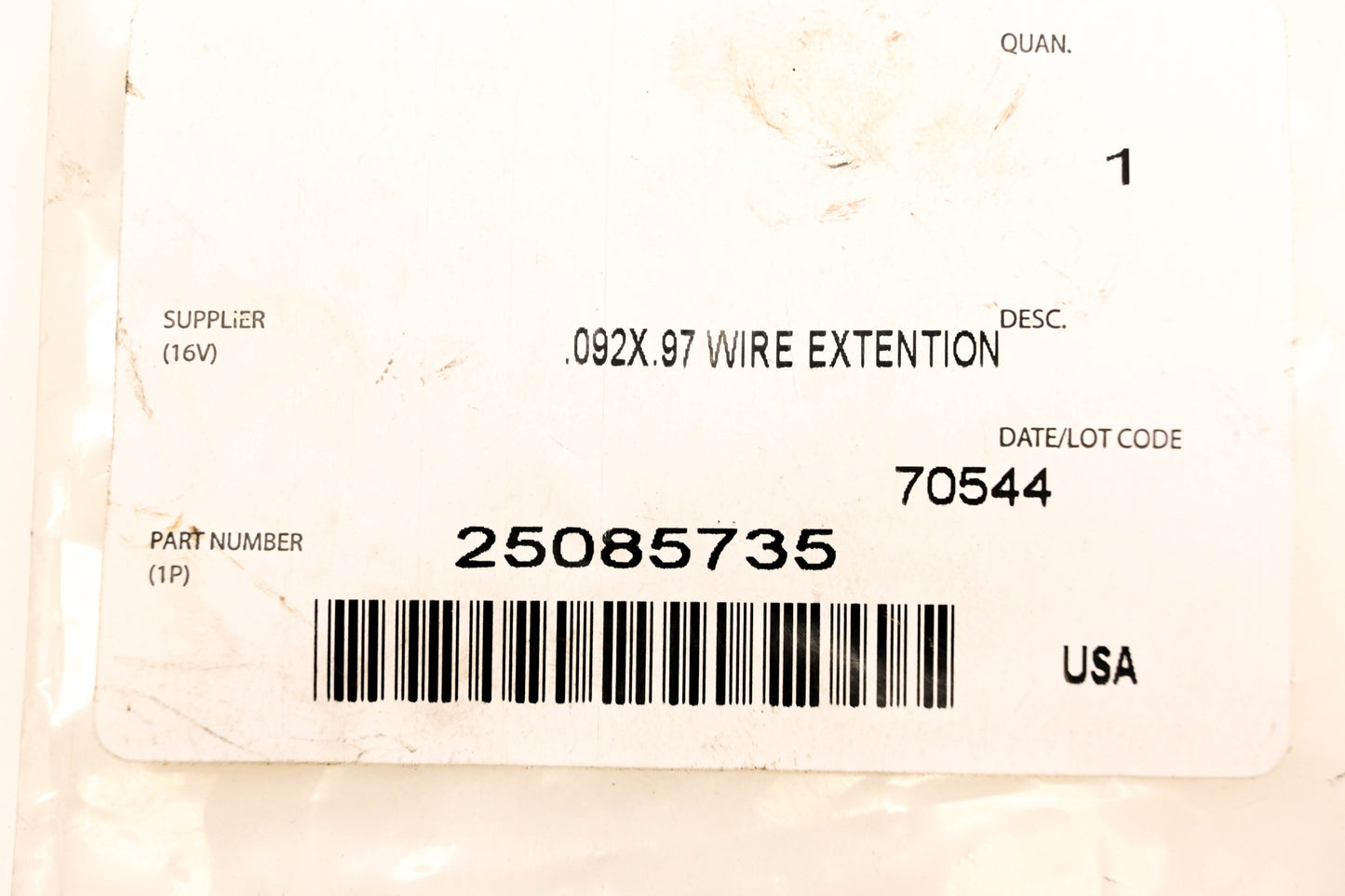 Mack 25085735 Wire Extension .092x.97 NOS