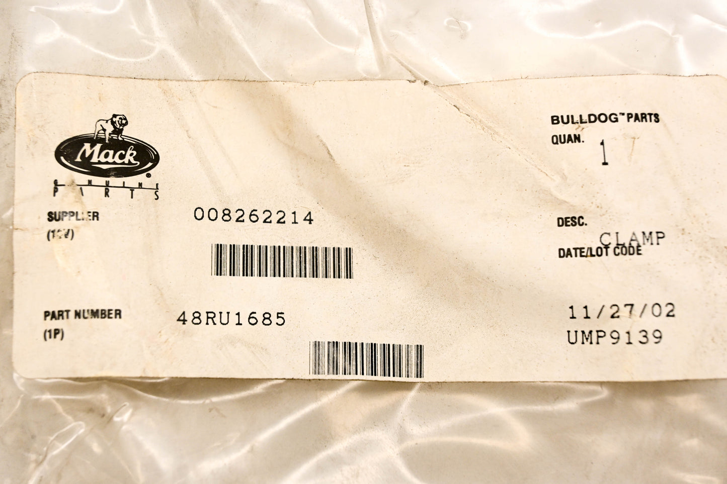 Mack 48RU1685, 008262214 Clamp NOS