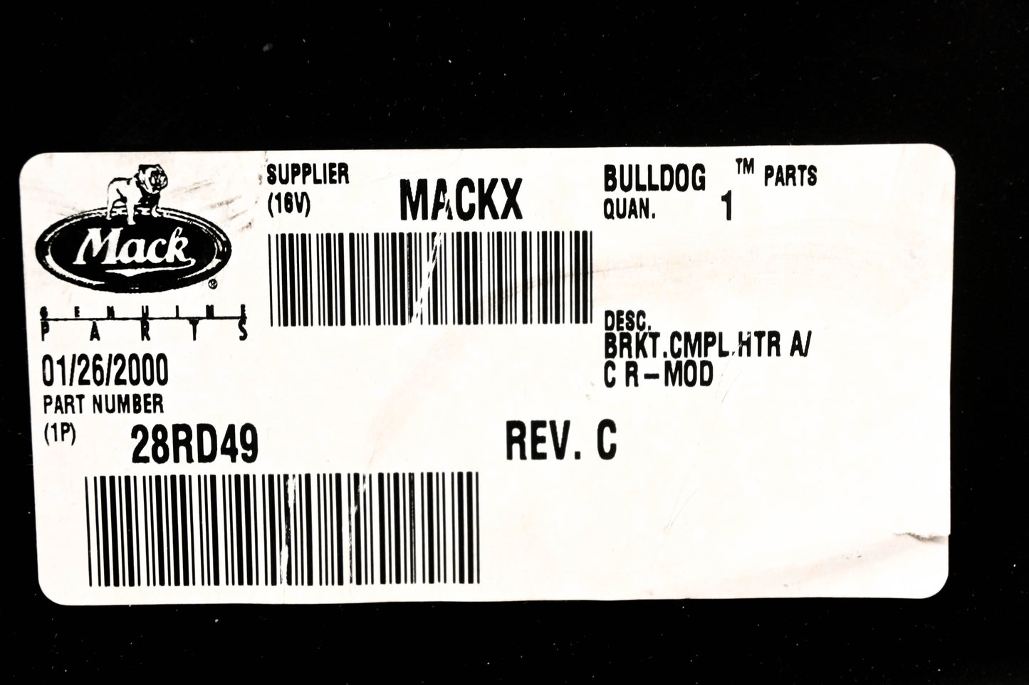 Mack 28RD49 Heater Bracket NOS