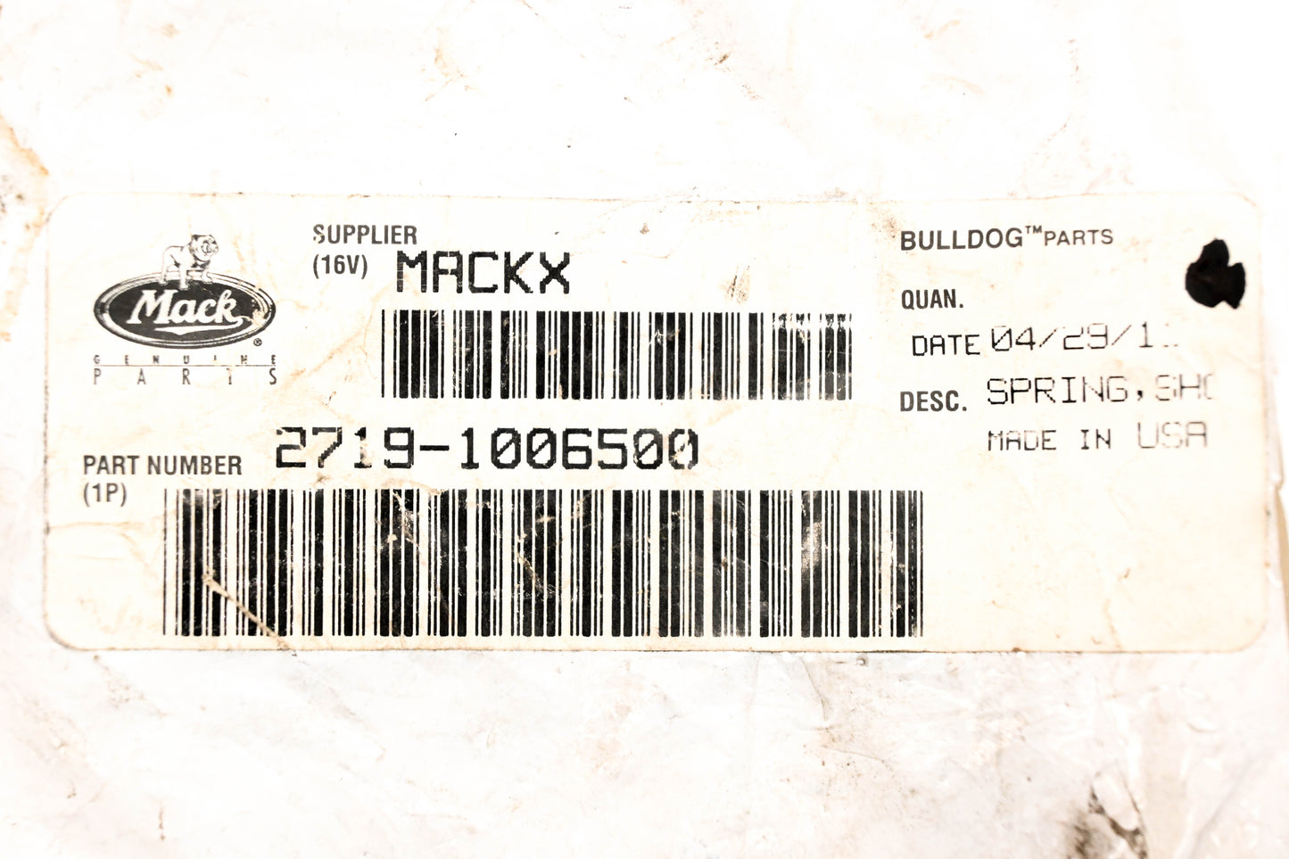 Mack 2719-1006500 Shoe Hold Down Spring NOS