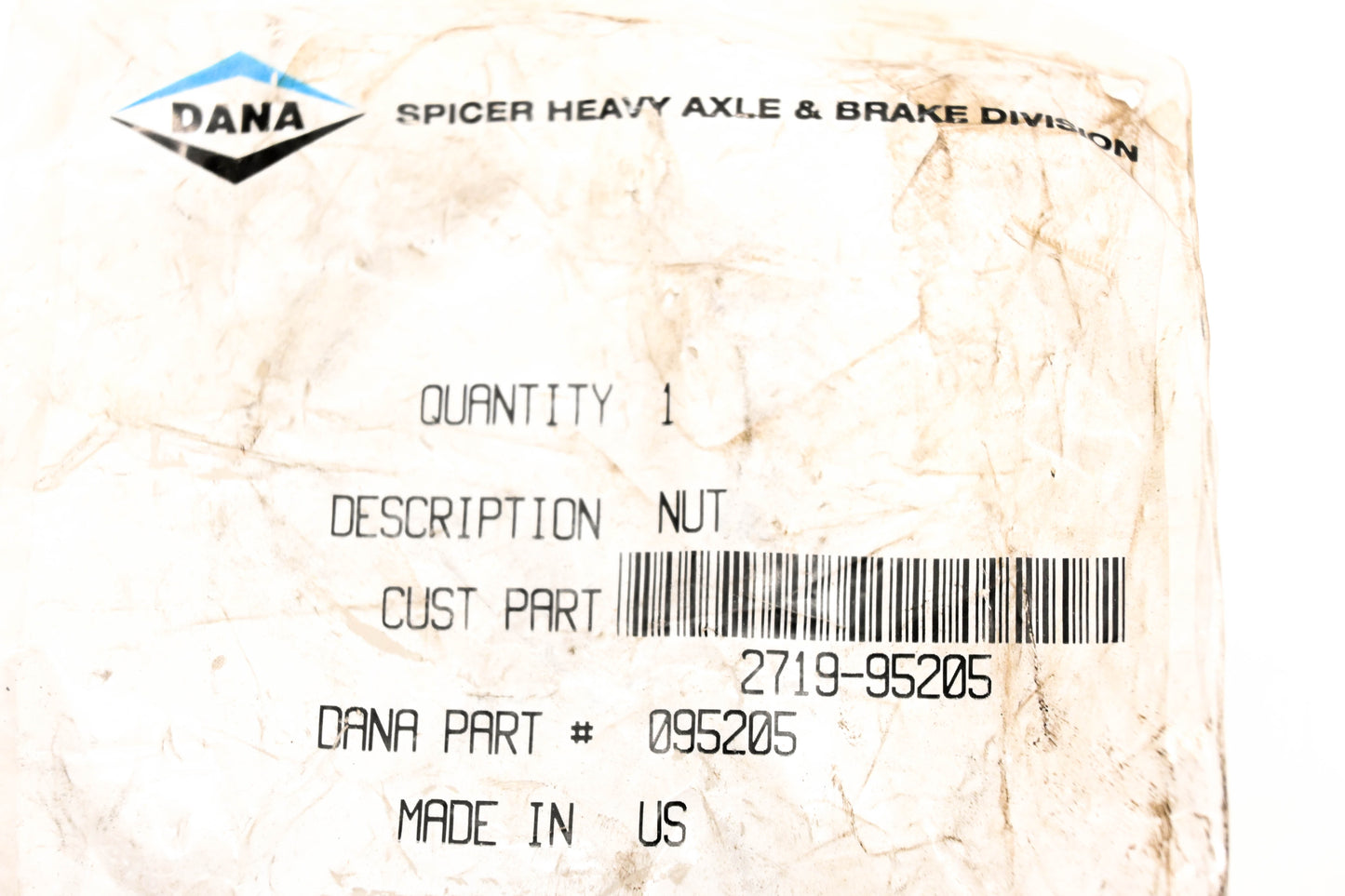 Dana 2719-95205, 95205 Nut NOS