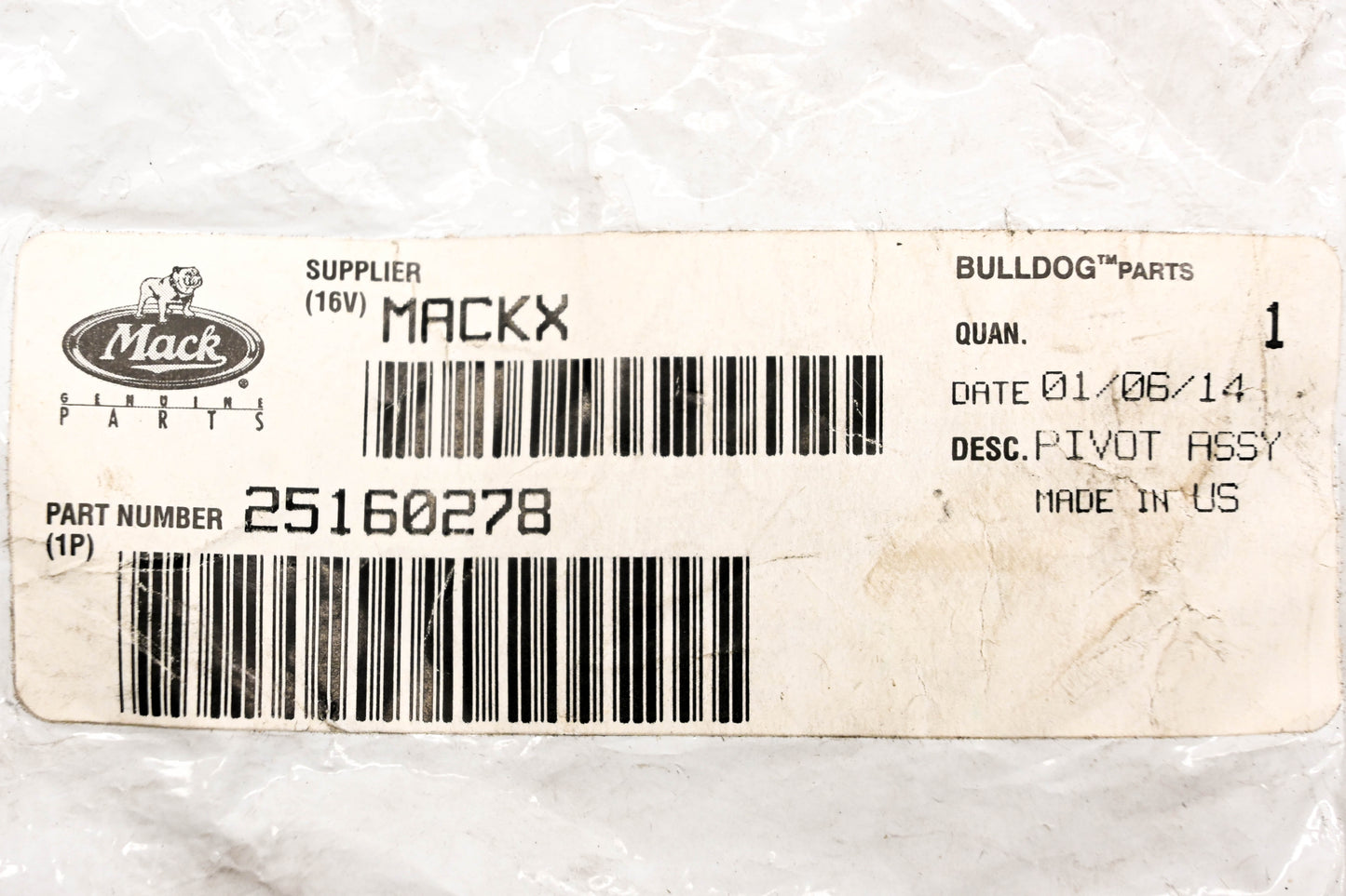 Mack 25160278 Pivot Kit NOS