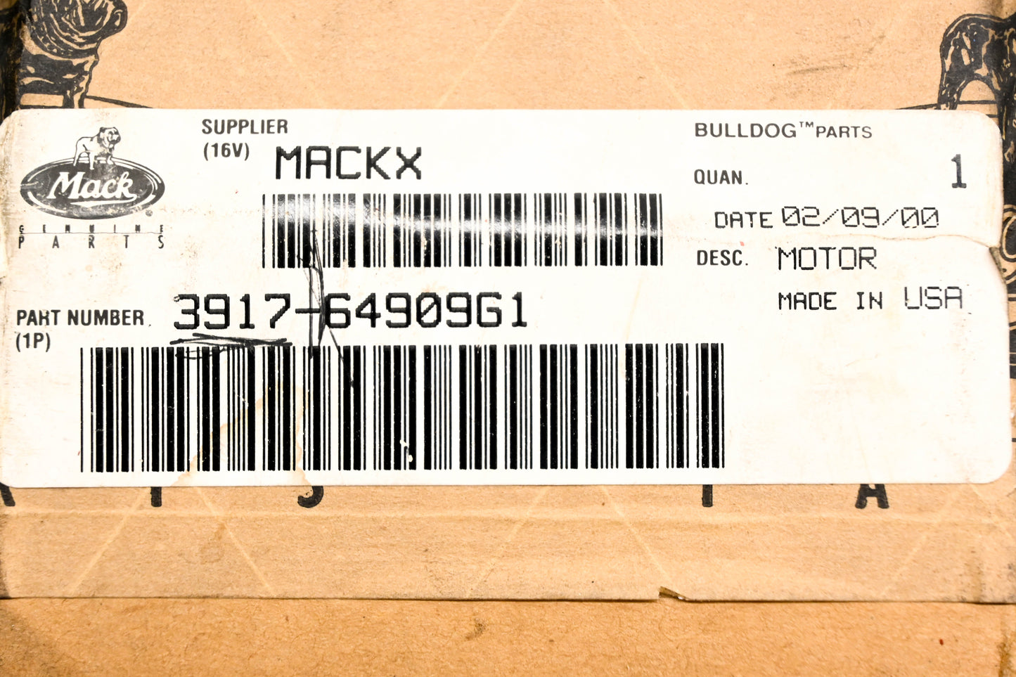 Mack 3917-64909G1 Blower Motor NOS