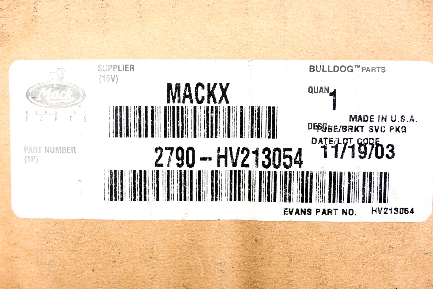 Mack 2790-HV213054 Tube & Bracket NOS