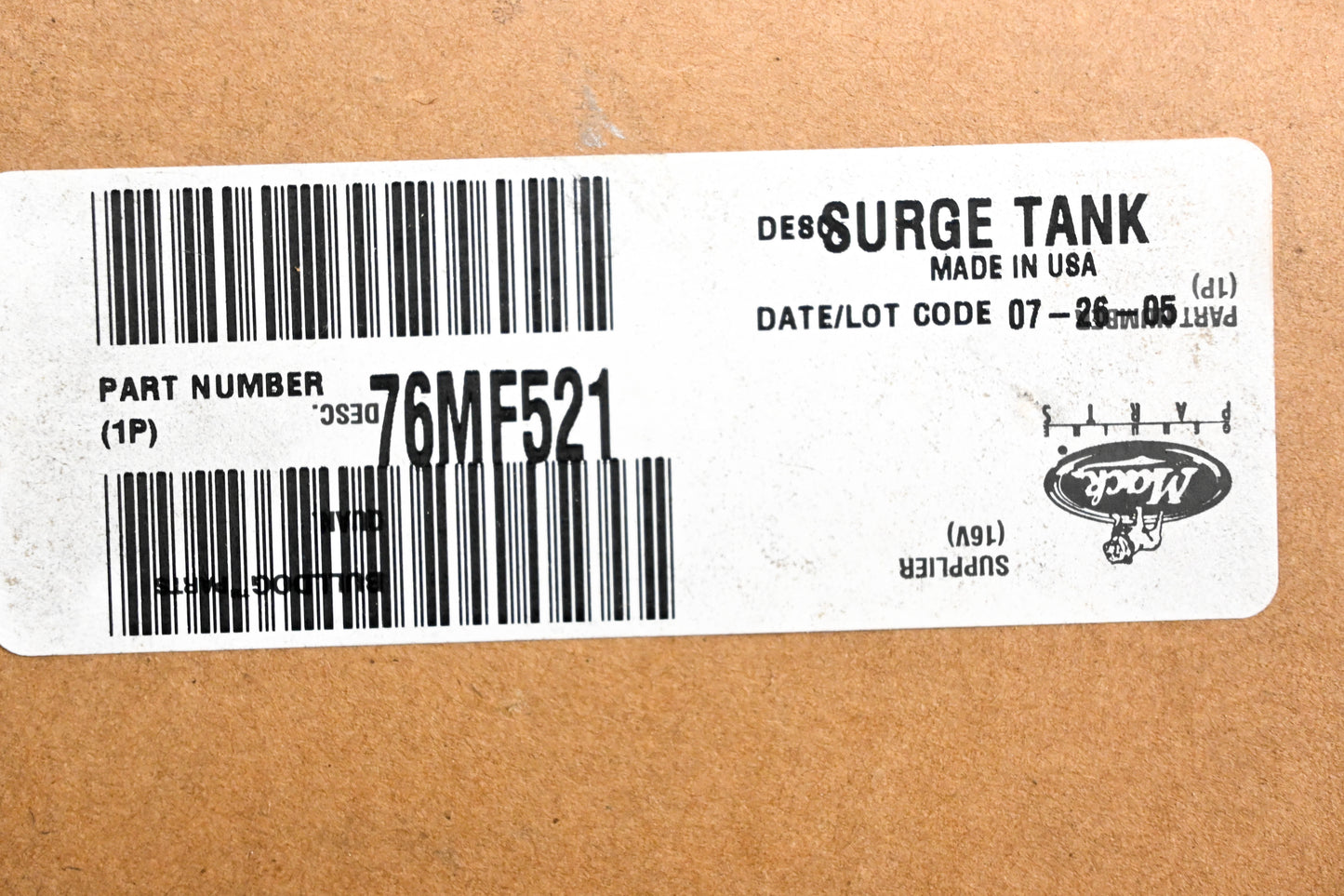 Mack 76MF521 Surge Tank Reservoir NOS