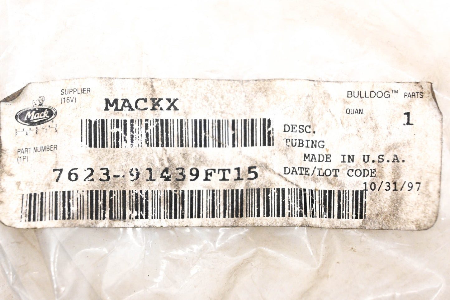 Mack 7623-91439FT15 Washer Fluid Tube NOS