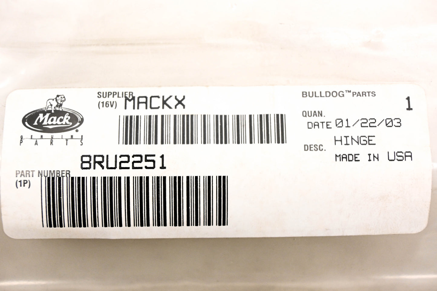 Mack 8RU2251 Hinge NOS