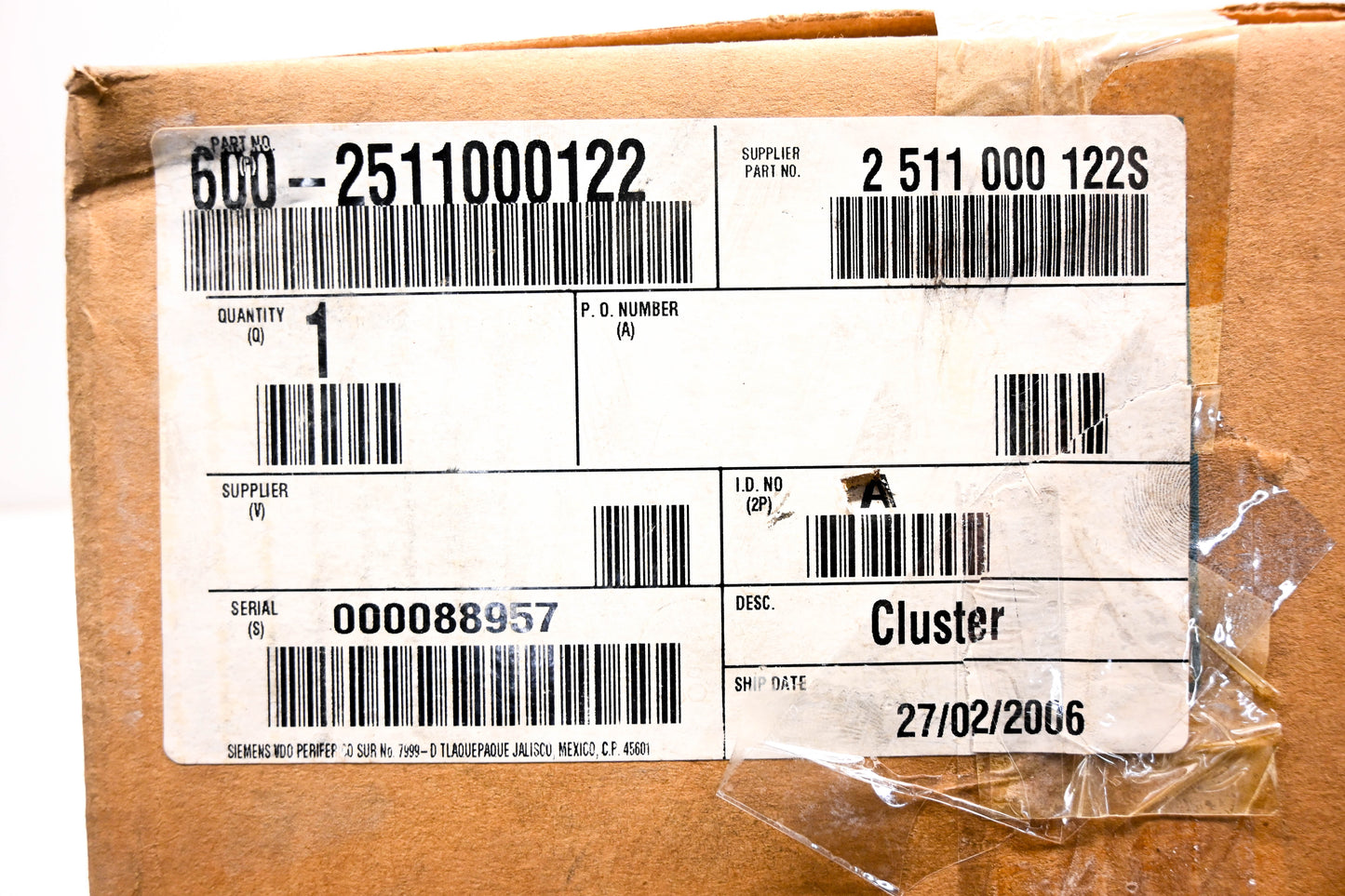 Mack 600-2511000122S Siemens Instrument Dash Panel Cluster NOS