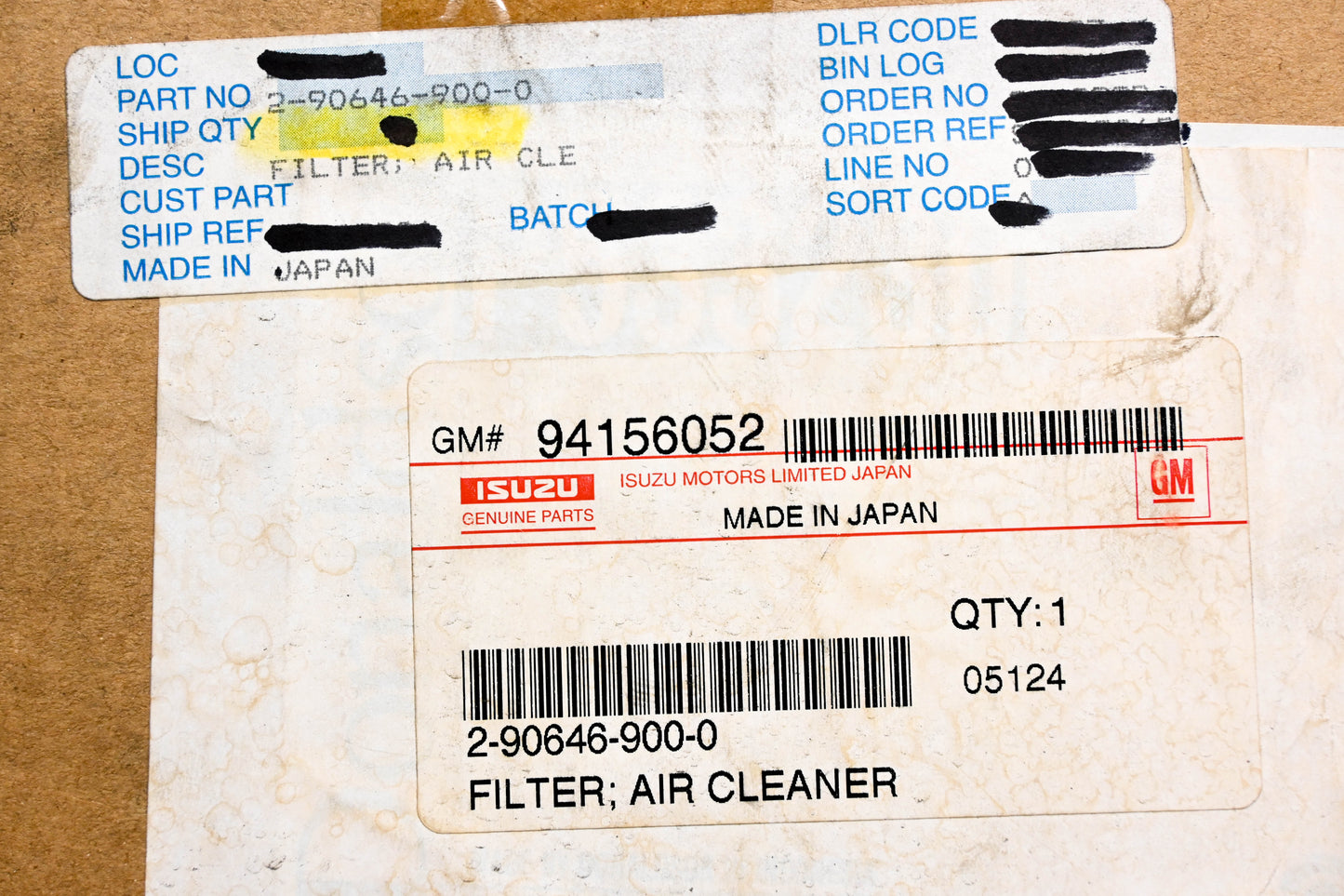 Isuzu 2-90646-900-0, 94156052 Air Cleaner Filter NOS