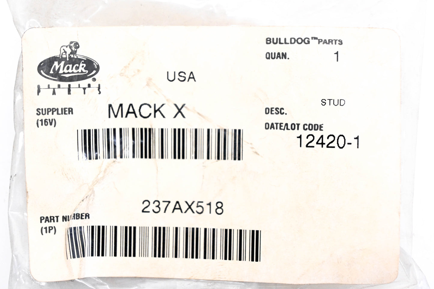 Mack 237AX518 Stud Fastener NOS