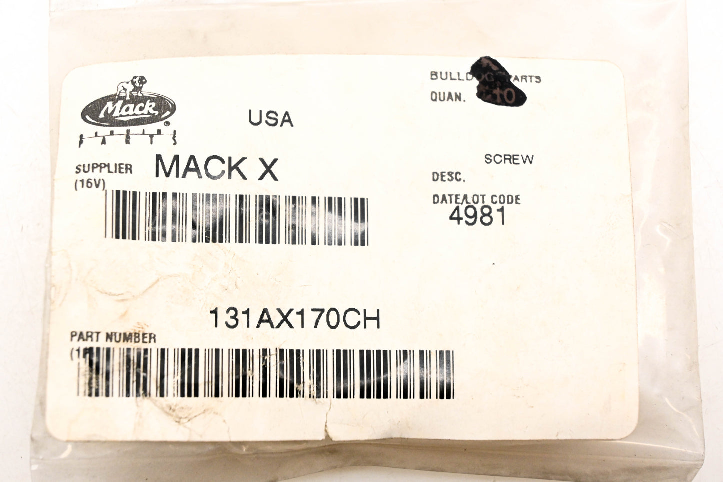 Mack 131AX170CH Screw NOS