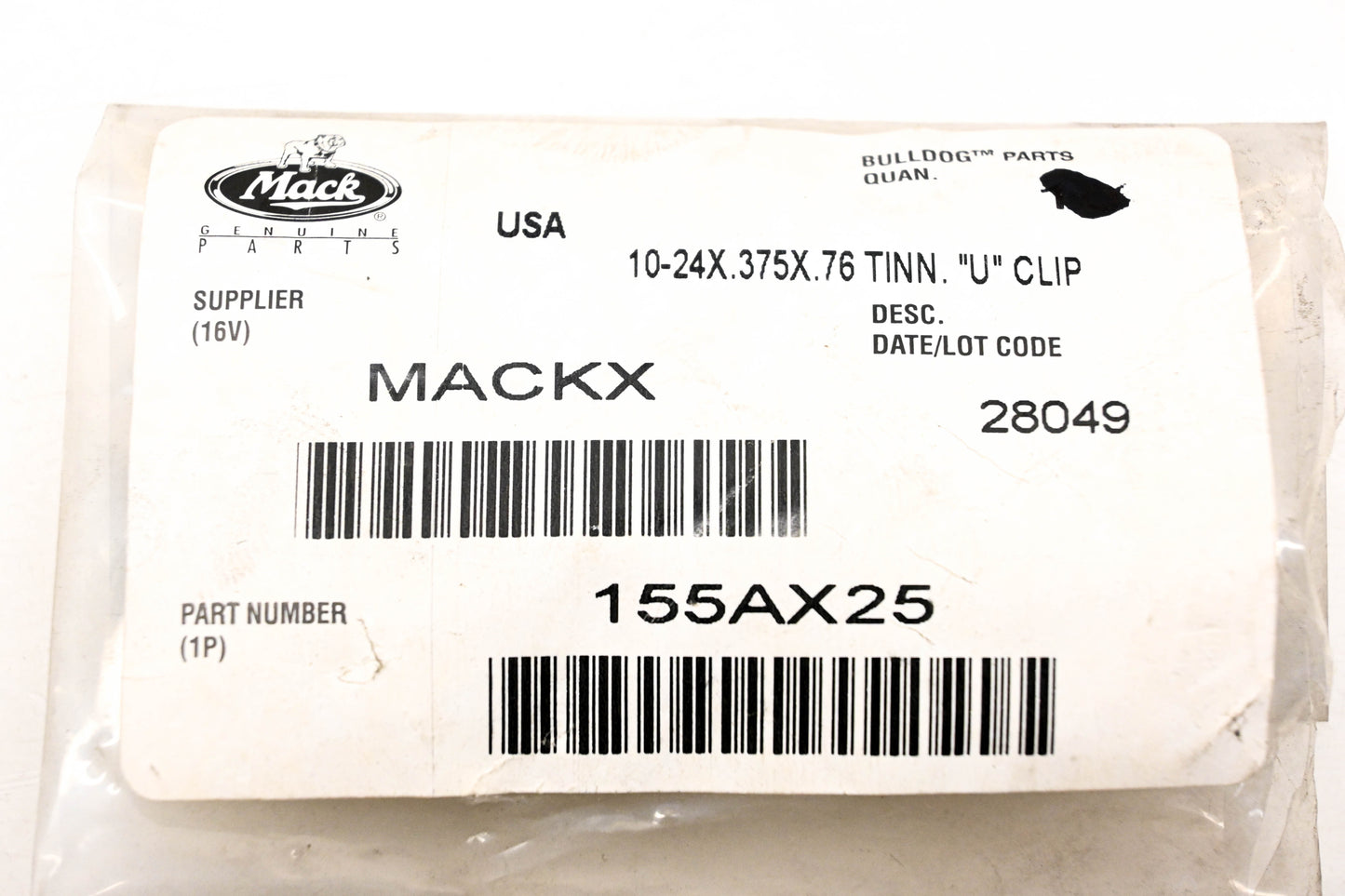 Mack 155AX25 U-Clip NOS
