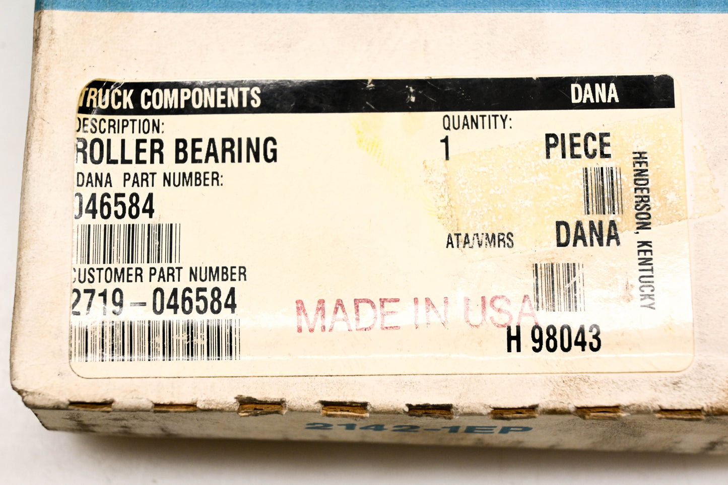 Dana 2719-046584, 46584 Roller Bearing NOS