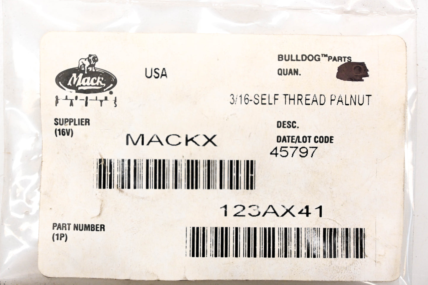 Mack 123AX41 Self Thread Palnut NOS