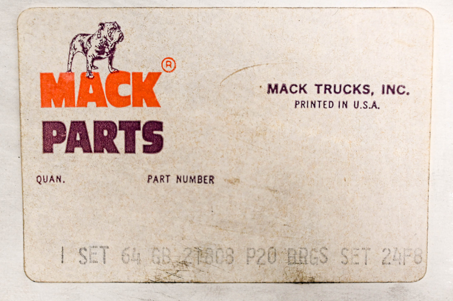 Mack 64GBA21808P20 Bearing Kit NOS