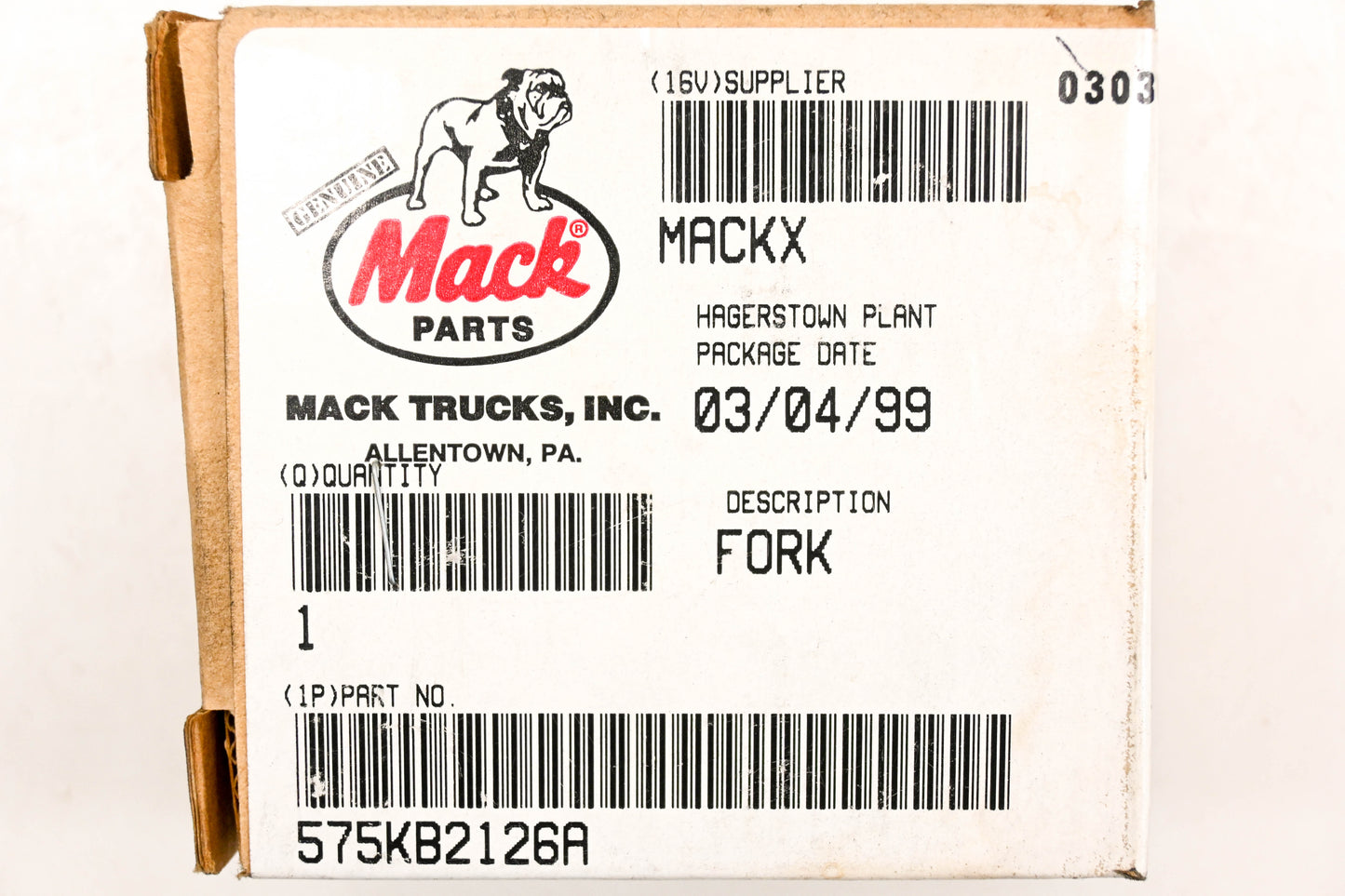 Mack 575KB2126A Transmission Shift Fork NOS