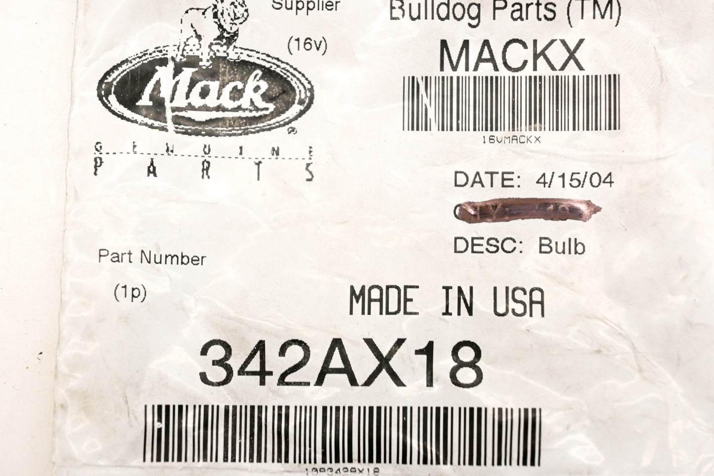 Mack 342AX18 Bulb NOS