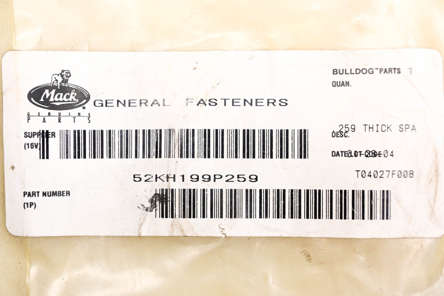 Mack 52KH199P259 Spacer NOS
