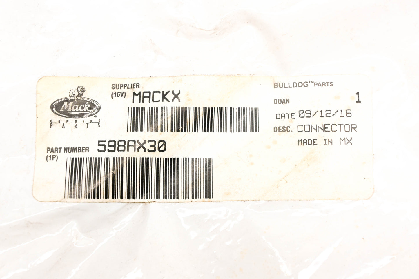Mack 598AX30 Pigtail Connector NOS