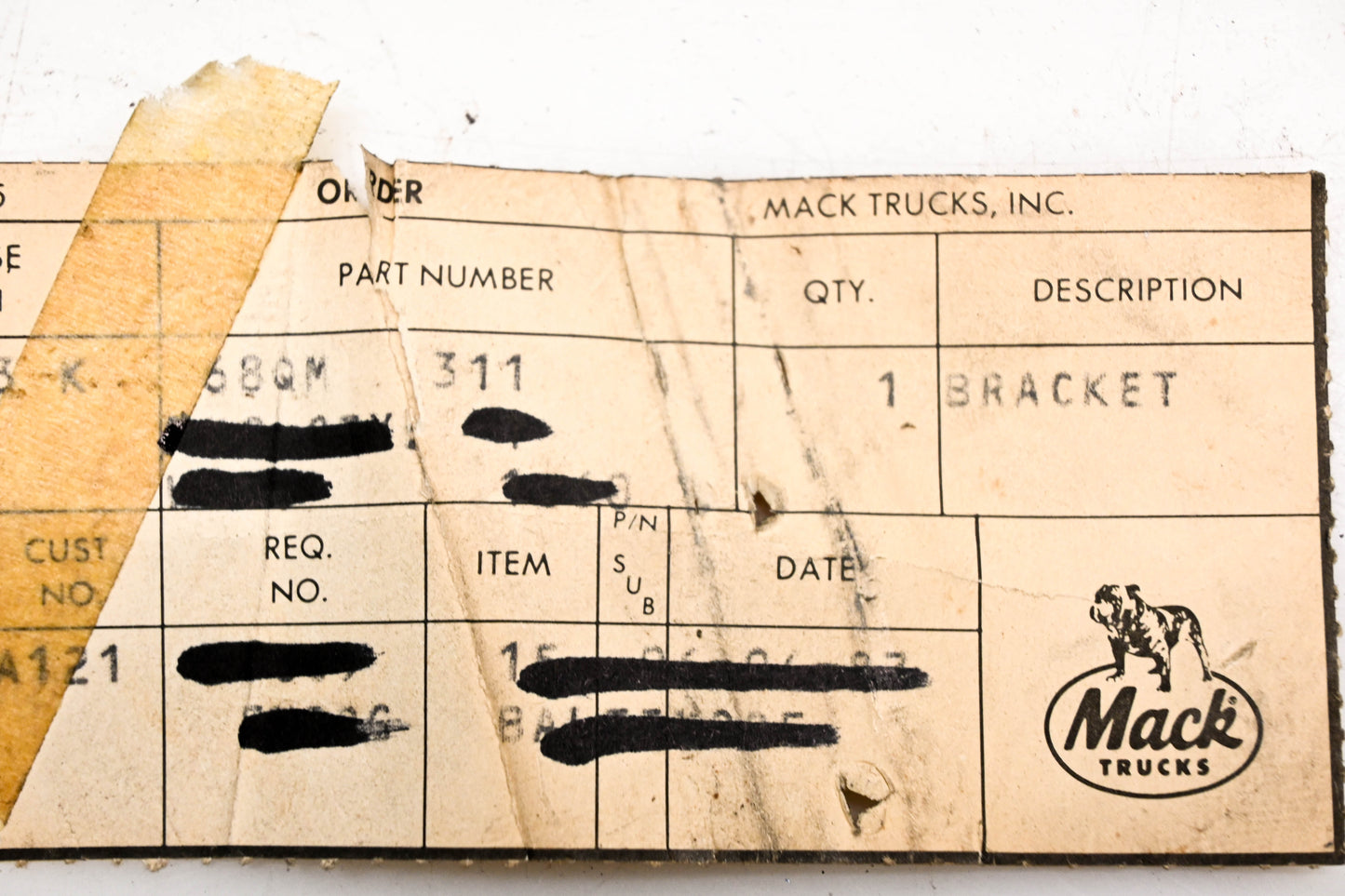 Mack 68QM311 Frame Bracket NOS