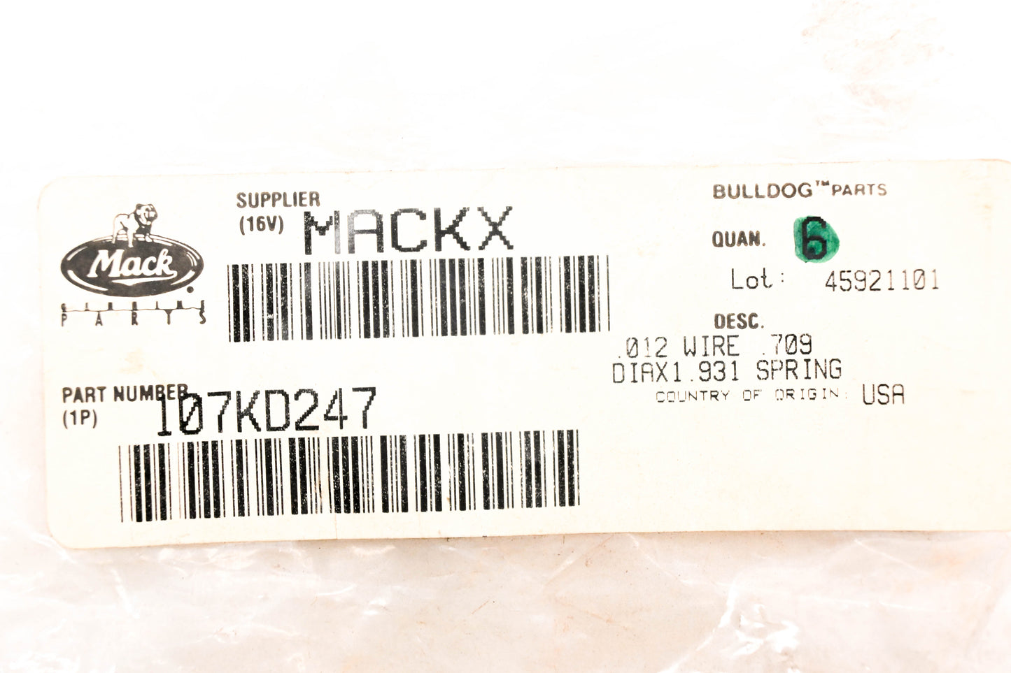 Mack 107KD247 Spring NOS