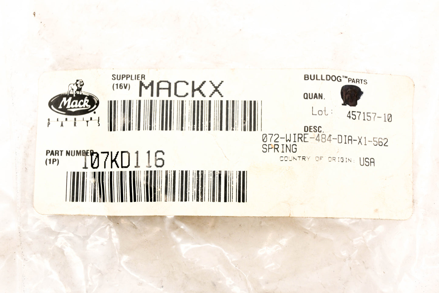 Mack 107KD116 Spring NOS