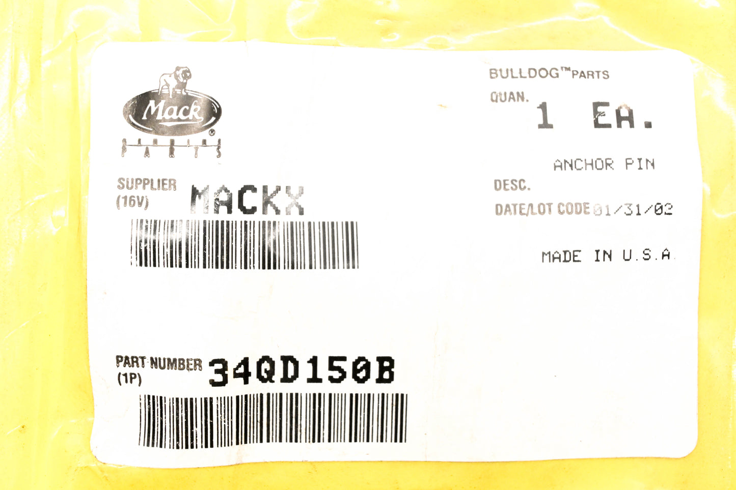 Mack 34QD150B Anchor Pin NOS