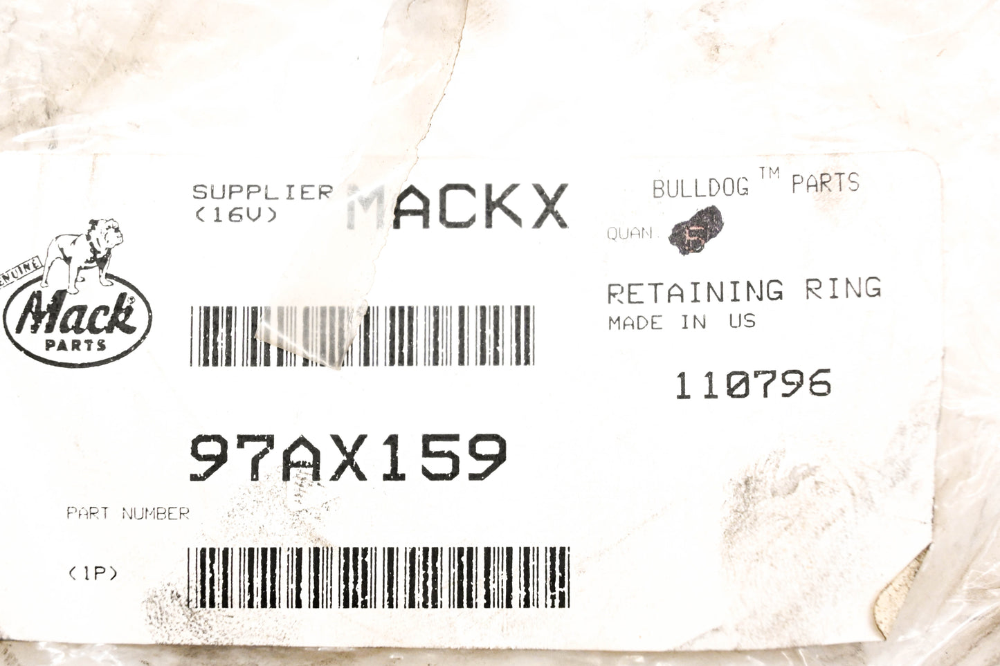 Mack 97AX159 Retaining Snap Ring NOS