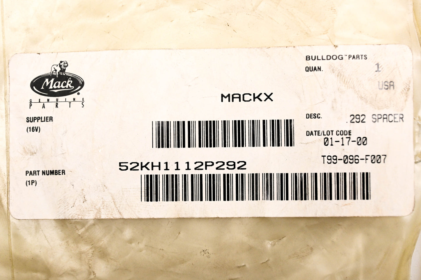 Mack 52KH1112P292 Spacer NOS