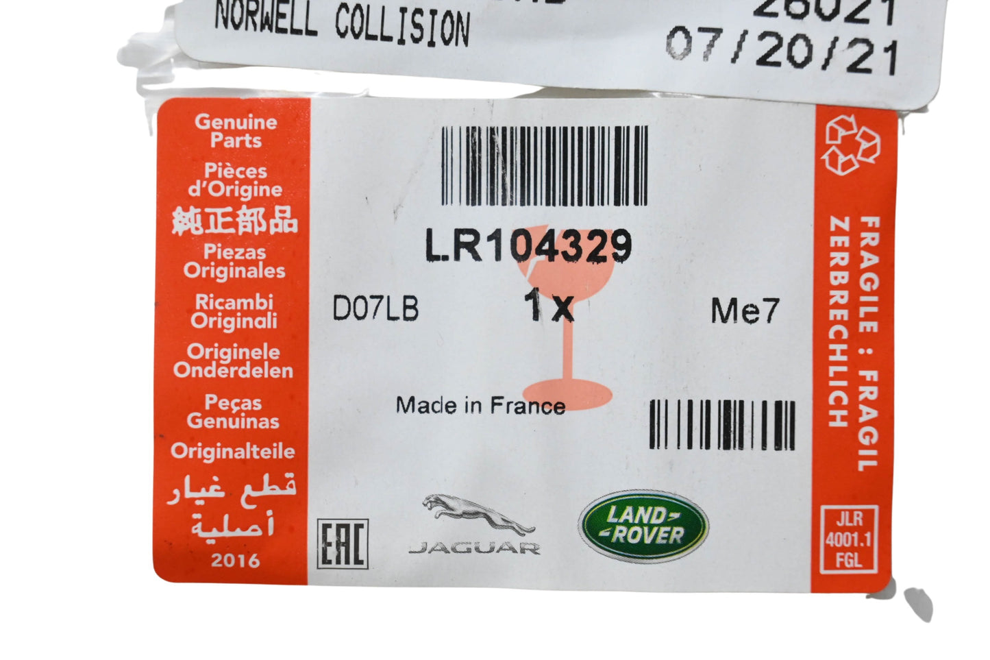 Land Rover LR104329 Plastic Name Plate RANGE NOS