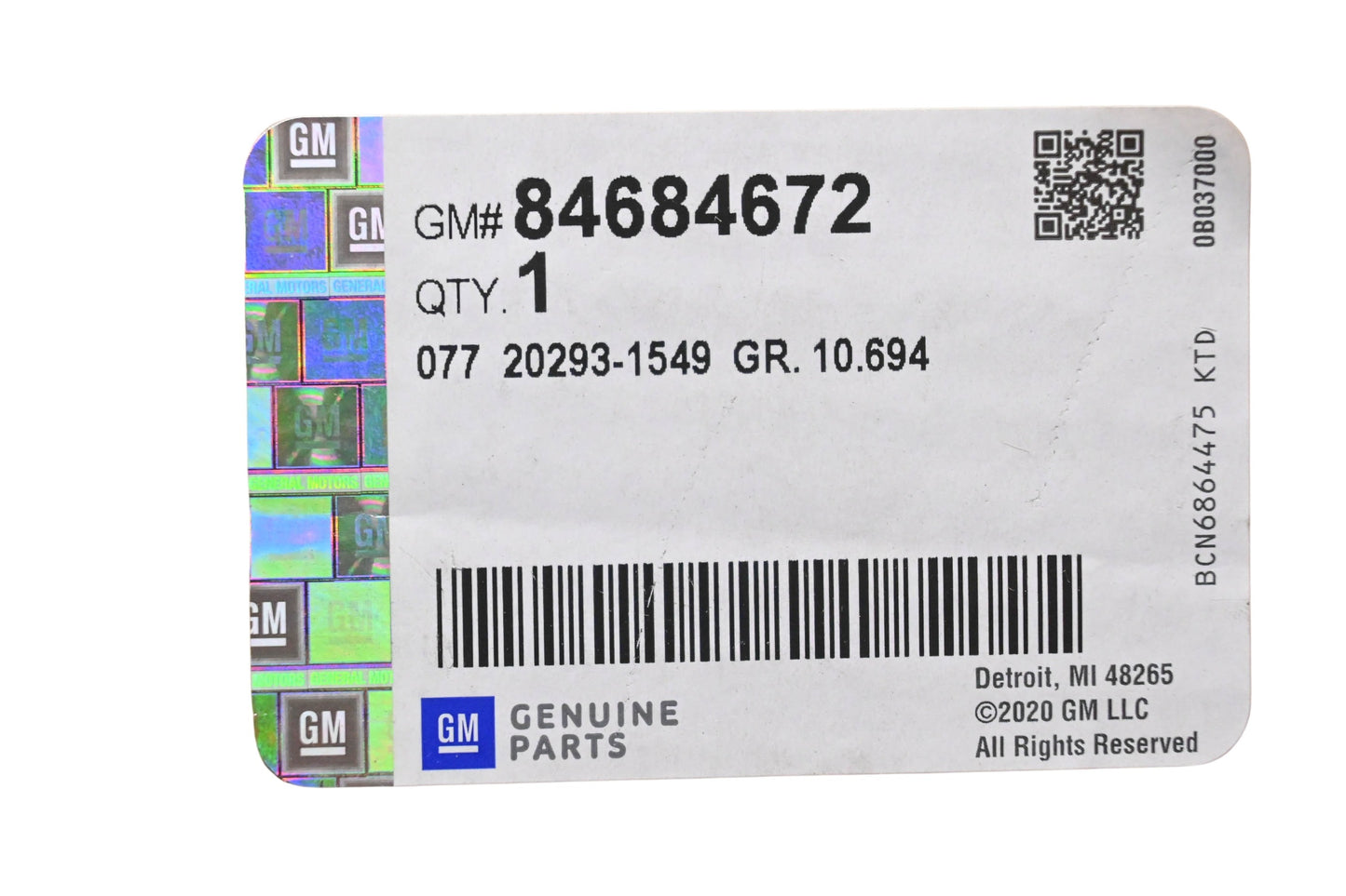 GM 84684672, 8468-4672 Weatherstrip NOS