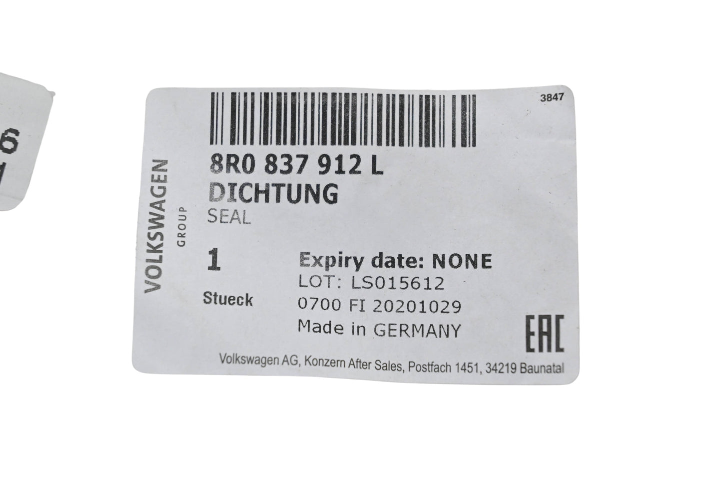 Volkswagen 8R0-837-912-L Seal NOS