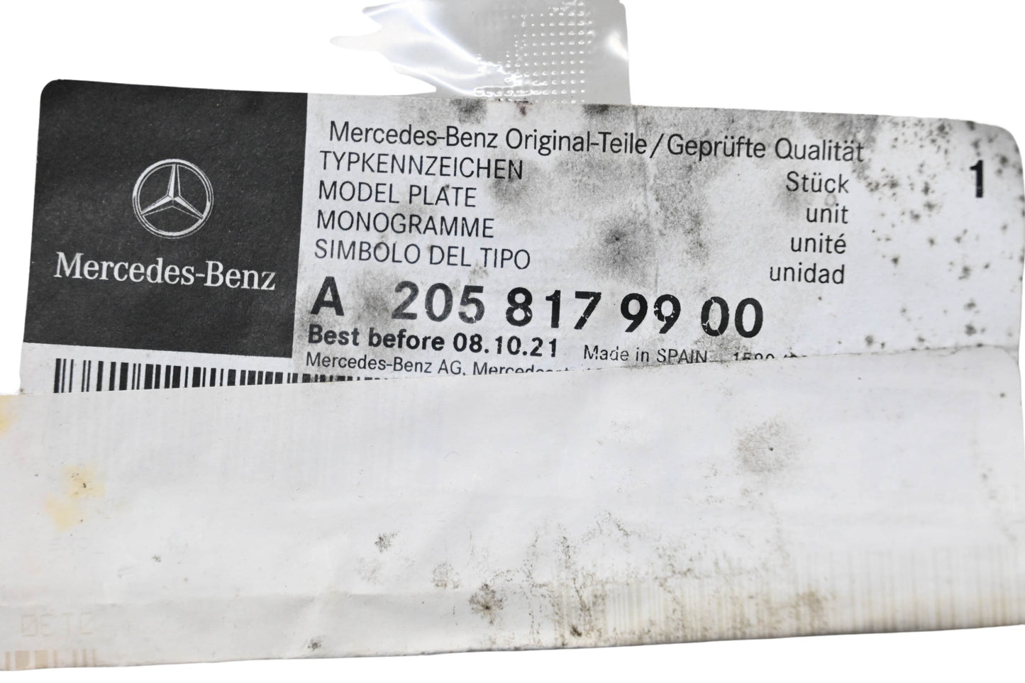 New OEM Mercedes-Benz 205 817 99 00 Model Plate NOS