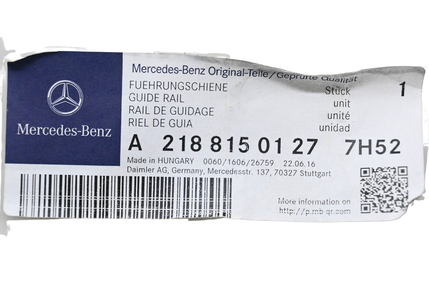 New OEM Mercedes-Benz 218 815 01 27 Guide Rail NOS
