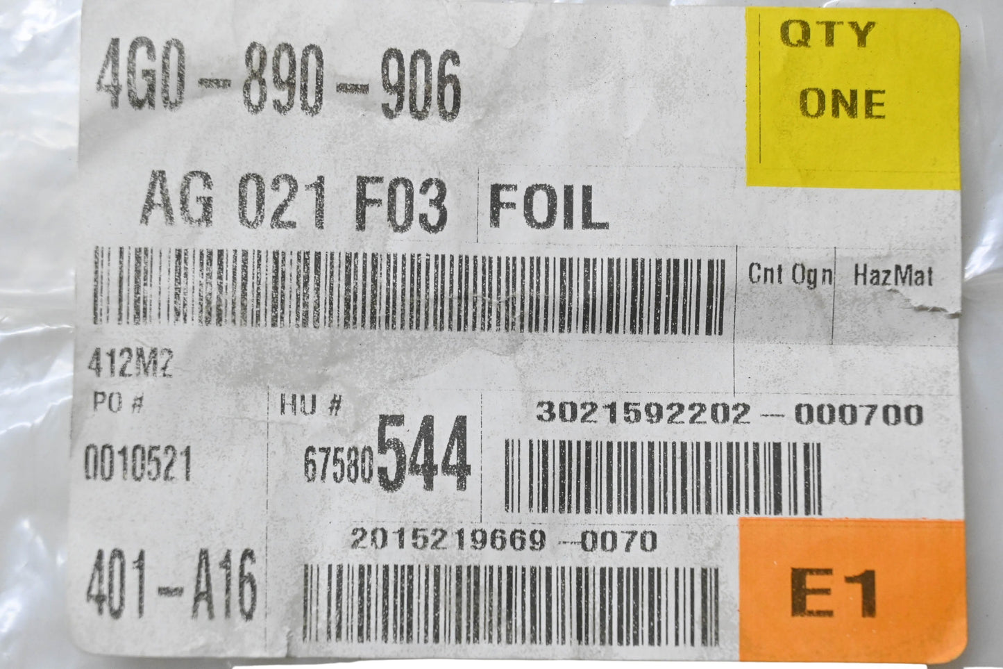 Audi 4G0-890-906 Front Fender Stone Protection Foil NOS
