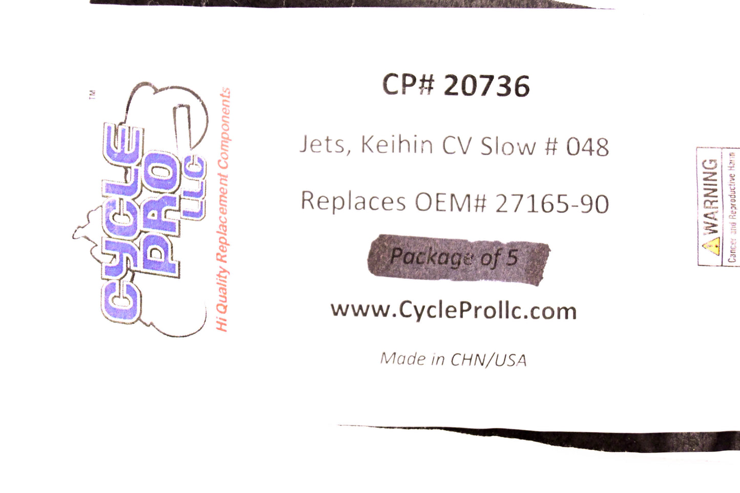 Cycle Pro 20736, DS-289320, 27165-90 Keihin Slow Jet #048 NOS