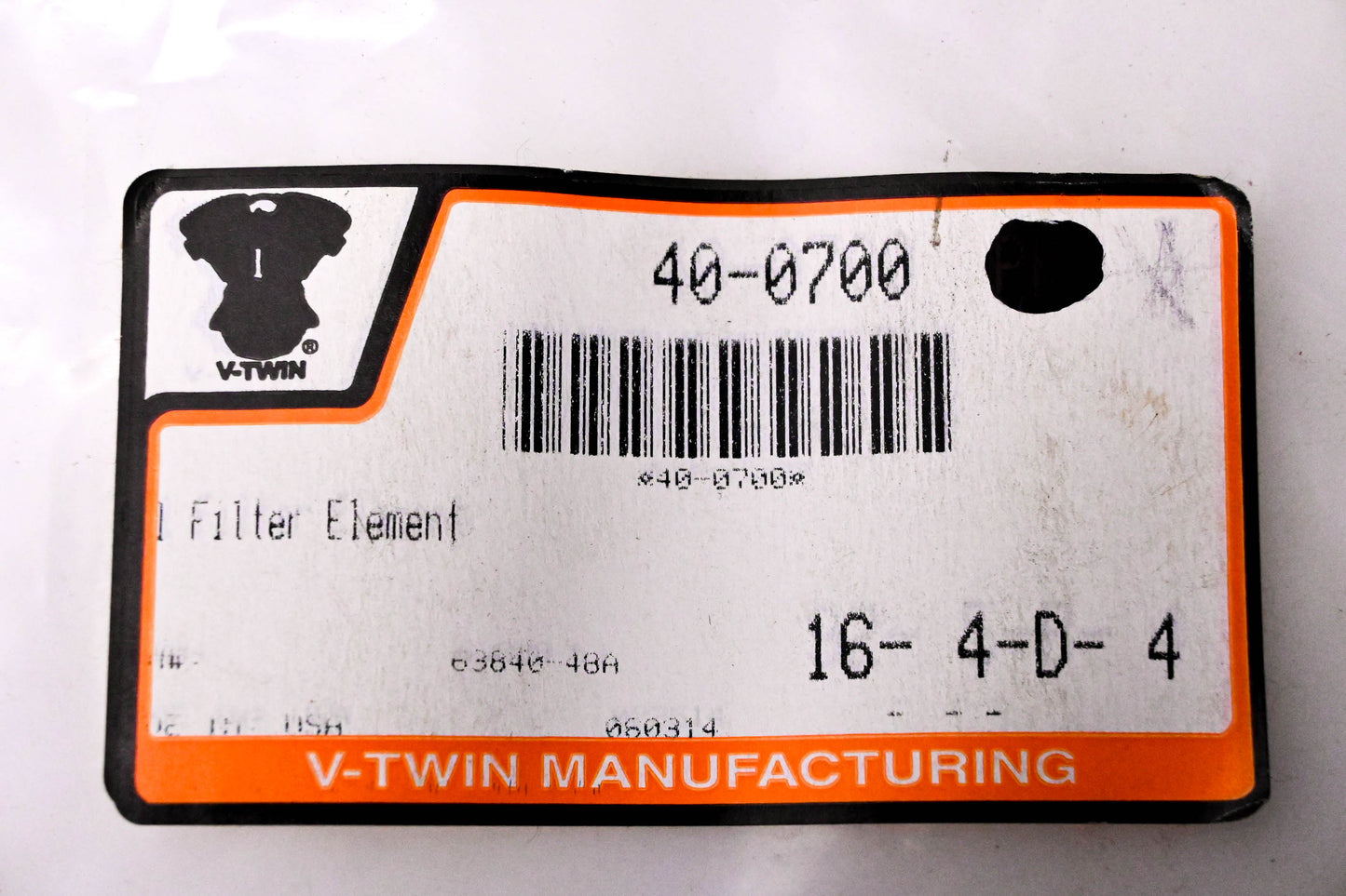 V-Twin 40-0700 Oil Filter Element NOS