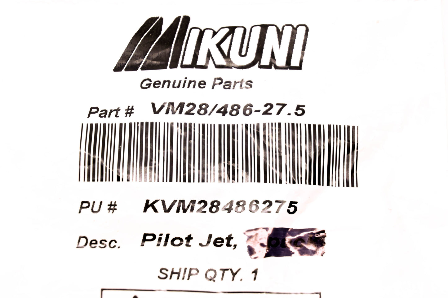 Mikuni VM28/486-27.5, KVM28486275 Pilot Jet NOS