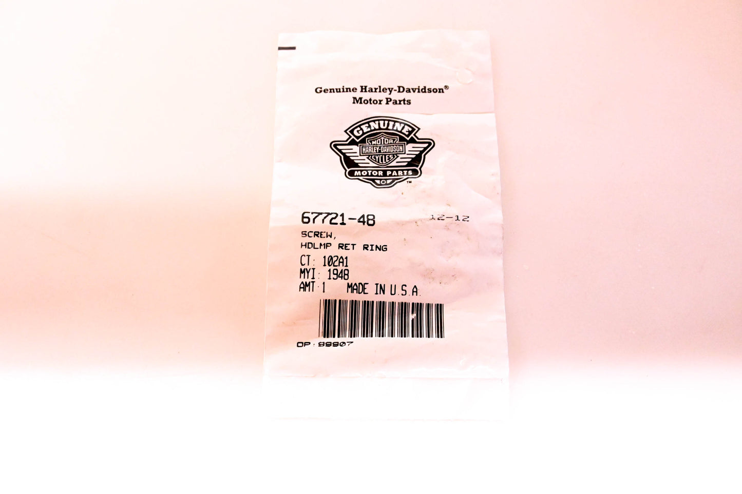 New OEM Harley-Davidson 67721-48 Headlamp Screw NOS