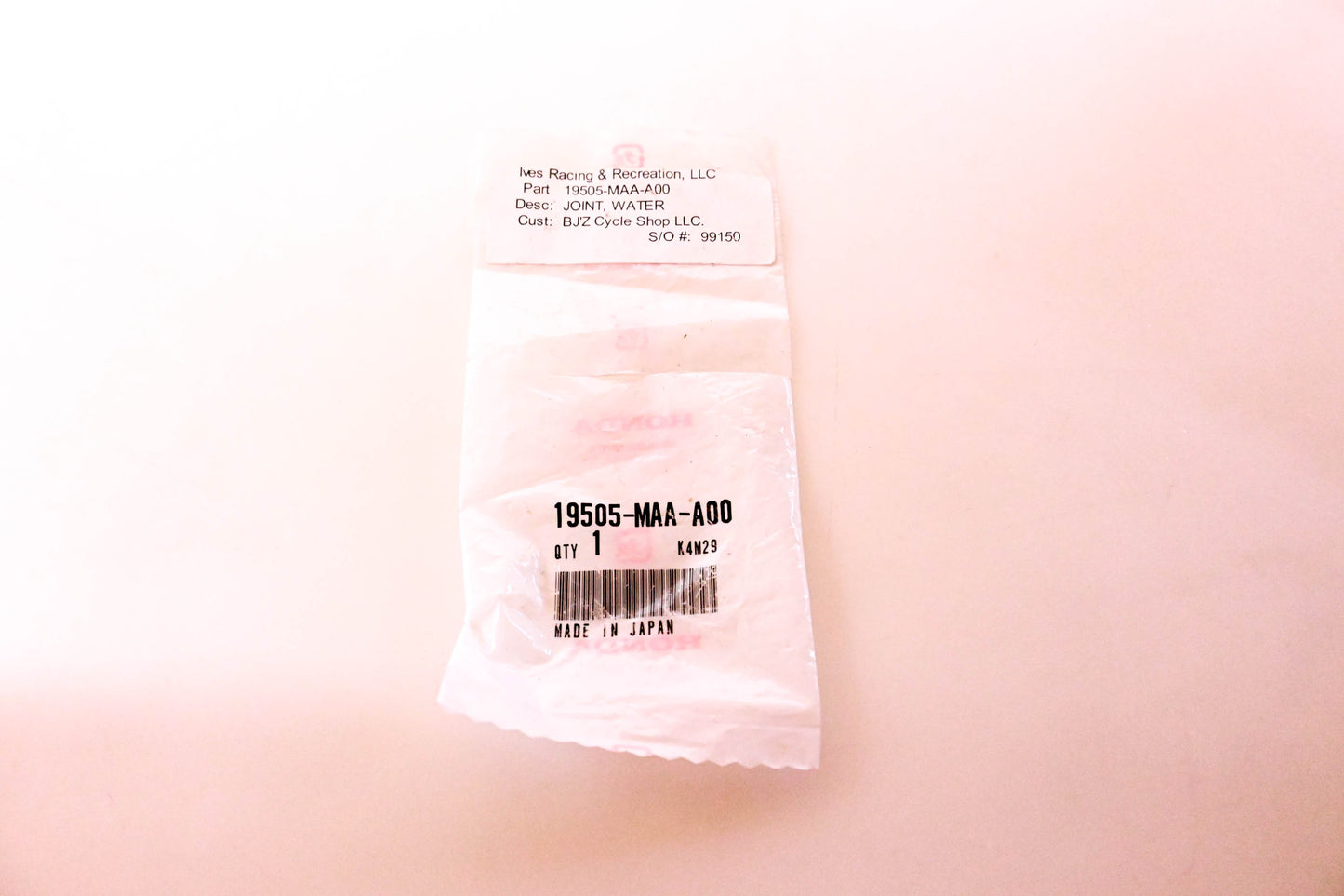 New OEM Honda 19505-MAA-A00 Engine Water Coolant Pipe NOS