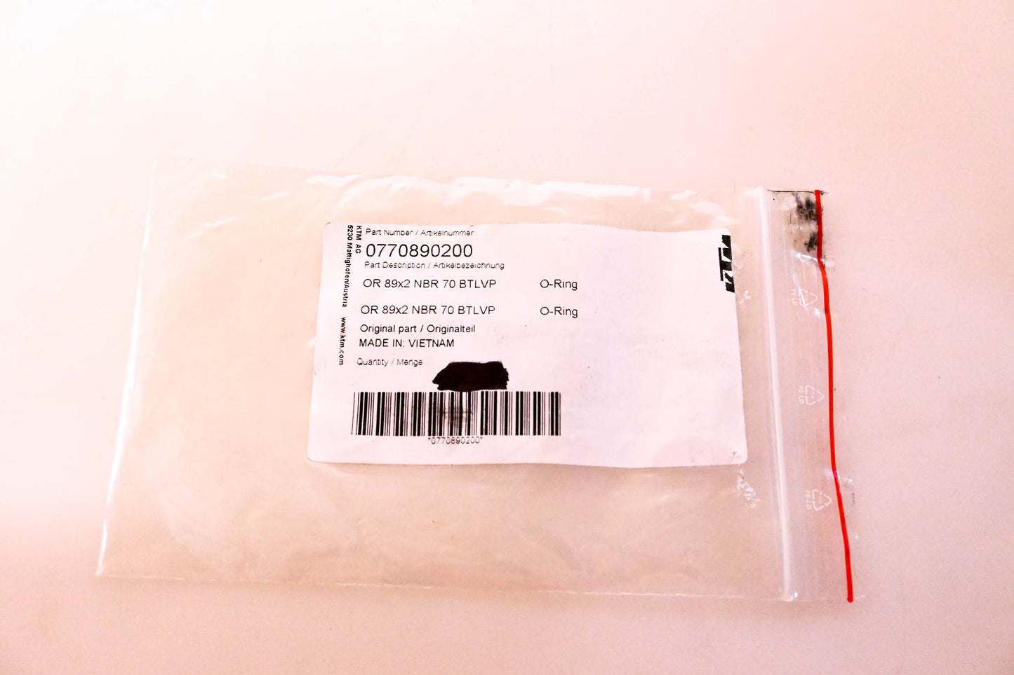 New OEM KTM 0770890200 O-Ring NOS