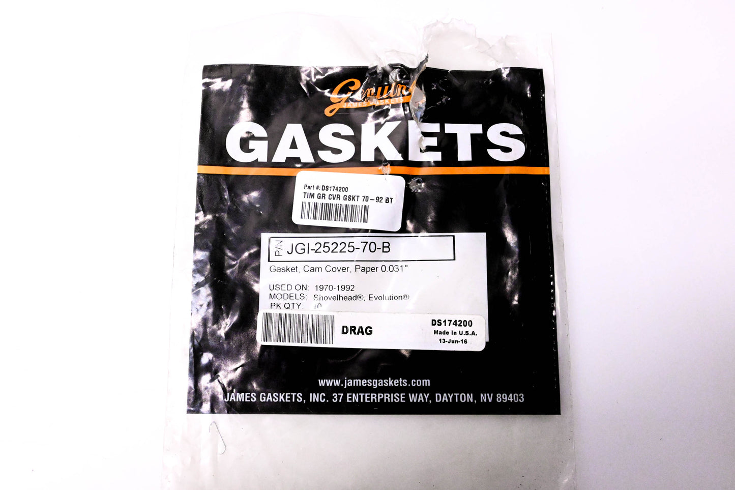 James Gaskets JGI-25225-70-B, DS174200 Cam Cover Gasket NOS