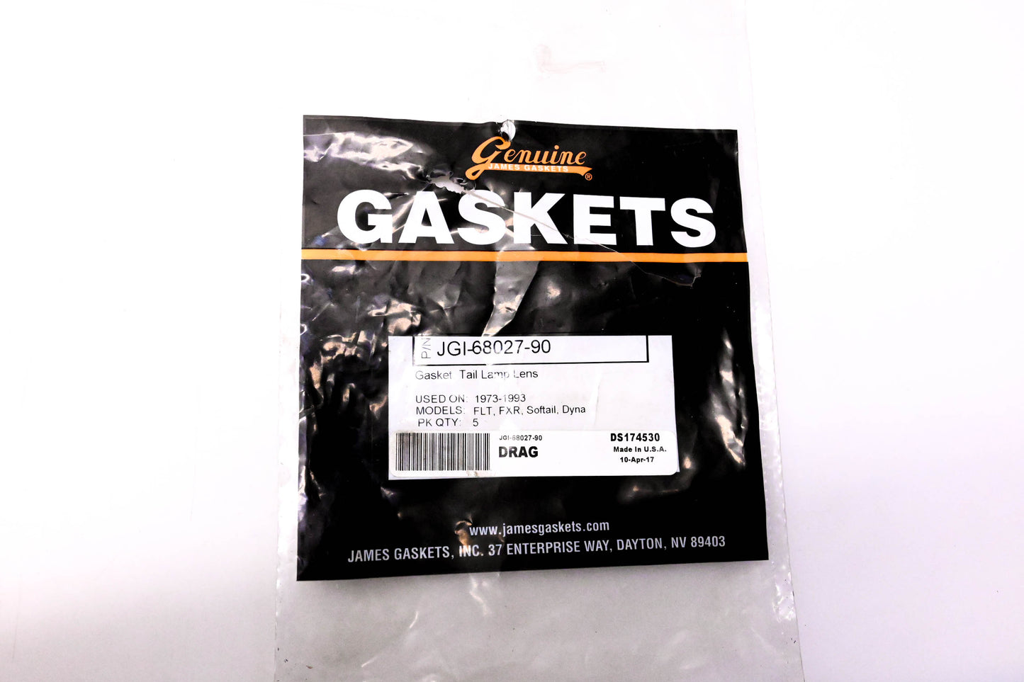 James Gaskets JGI-68027-90, DS174530 Tail Lamp Lens Gasket NOS