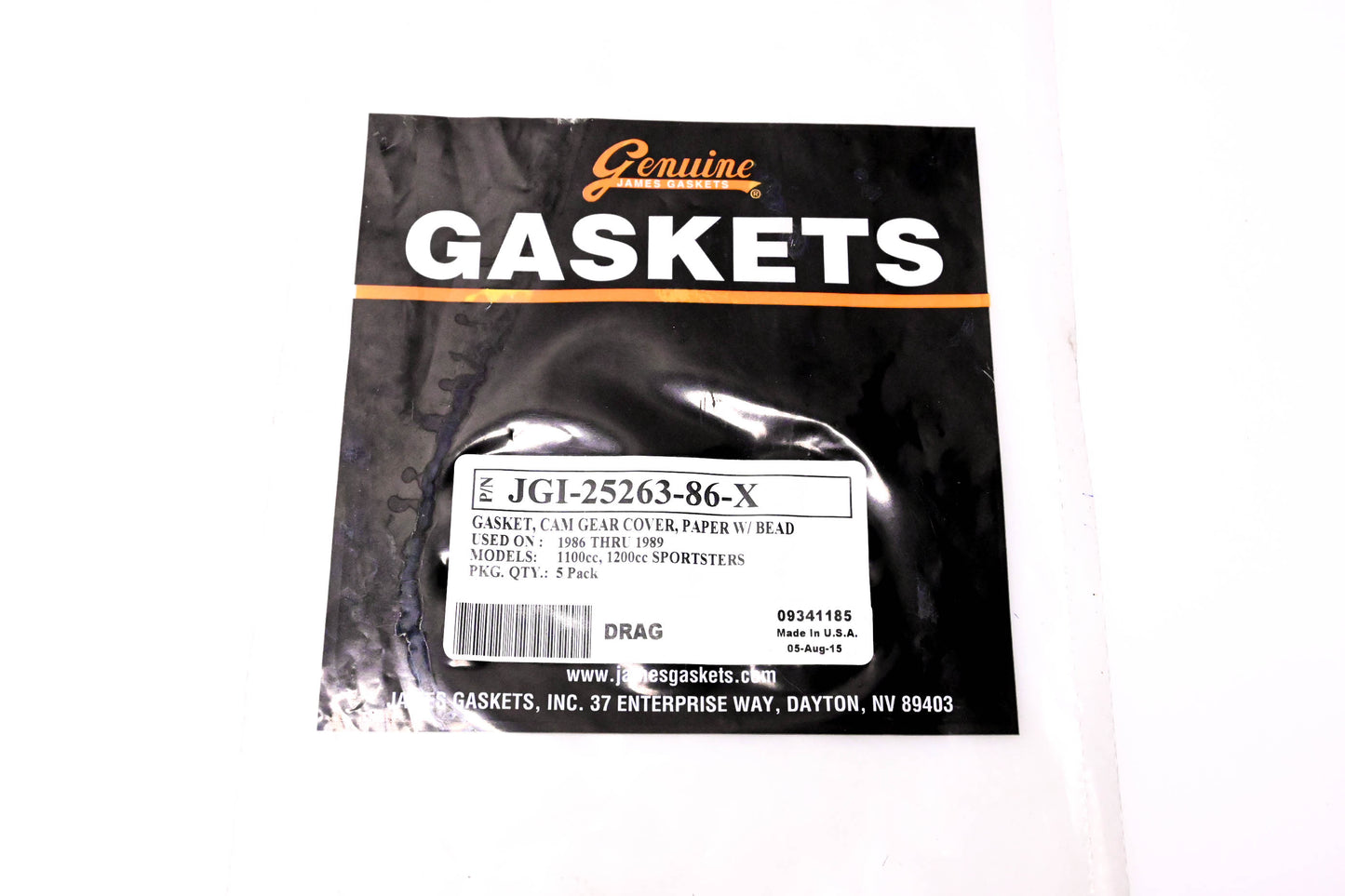 James Gaskets JGI-25263-86-X, 09341185 Cam Gear Cover Gasket, Paper With Bead NOS